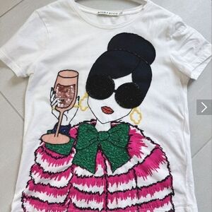 Alice + Olivia Graphic T-Shirt with Sequins